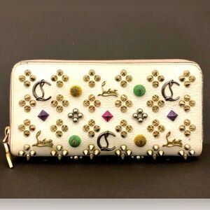 Christian Louboutin Panettone Spike Leather Zip Around Long Wallet